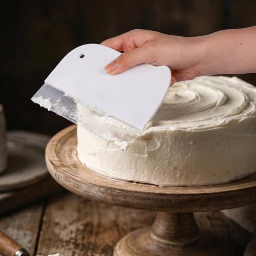 Ymapinc 7-Pack Cake Scraper Smoother with 5 clear Plastic Scrapers - color: White