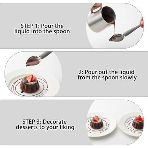 Professional Culinary Precision Drawing Decorating Spoon Set, 2Pcs Stainless Steel Chocolate Drizzle Spoons, Plating Spoon for Cake Dessert Decorating, Chef Dipping Sauce Tool