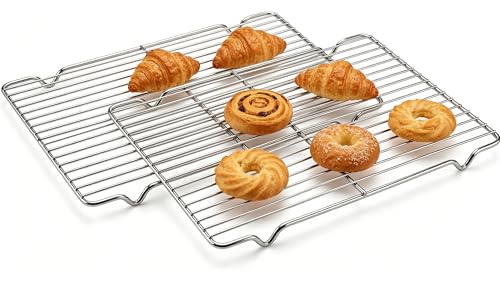 2-Pack Stainless Steel Cooling Racks for Baking and Roasting, Fits Quarter Sheet Pan, Oven Safe & Dishwasher Safe, Heavy Duty Baking Rack for Cookies, Meat, Cakes