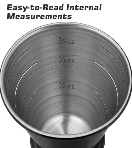 Stainless Steel Cocktail Jiggers – Japanese Style Double Measuring Cups for Bartending (1oz/2oz) - color: Black, size: 1 Pack-A