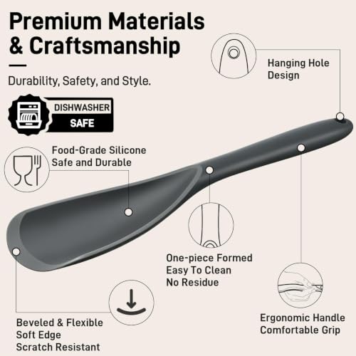 3 PACK Silicone Cooking Spatula & Spoon for Nonstick Cookware, BPA-Free - color: 3 Pack Grey