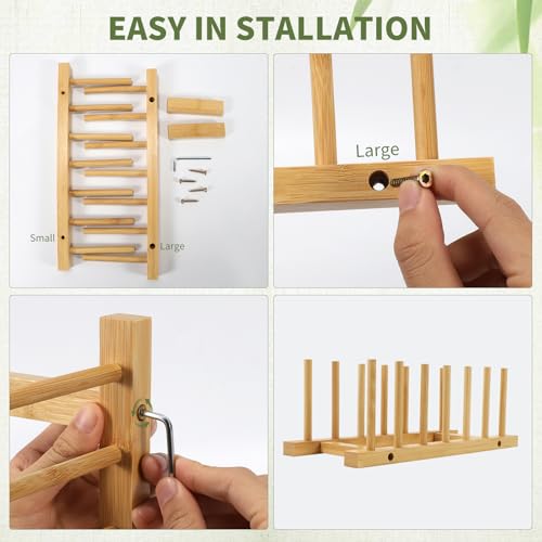 DEBETOOL 2-Pack Wooden Dish Rack Holder, Space Saving