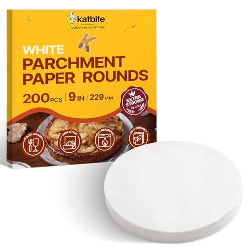 Katbite Unbleached Parchment Paper Rounds, Heavy Duty, White, 9 Inch 200Pcs - color: White, size: 9inch