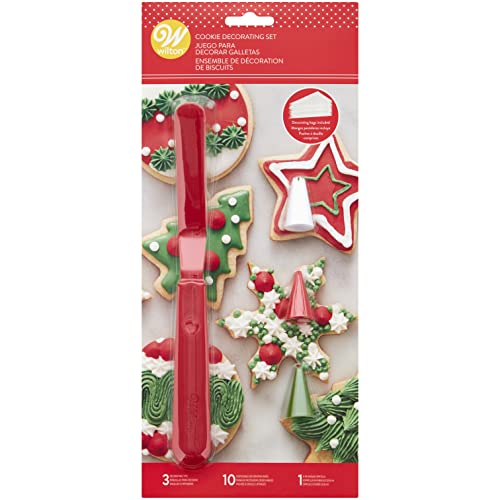 Wilton Spatula, Tip and Piping Bags Christmas Cookie Decorating Set, 14-Piece Set