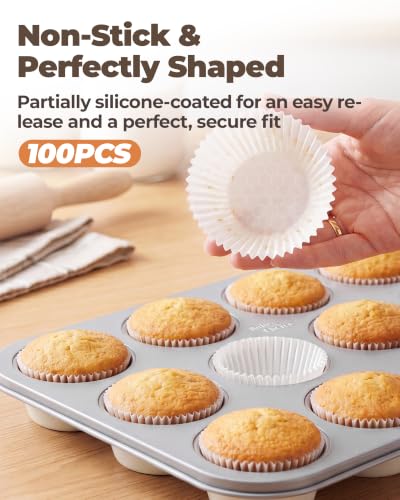 Bake Choice Muffin Pan for Baking, Standard Cupcake Pan, Cream Gray