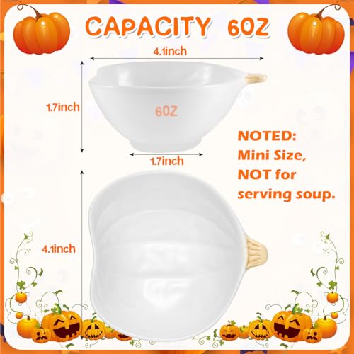 Kolewo4ever 12 Pieces Pumpkin Ramekins Fall Ramekins Ceramic Bowls Pumpkin Bowl 6 oz Oven Safe Ramekin for Thanksgiving Bowl Dip, Sauce, Condiments,Snack (Ivory White) - color: Ivory White