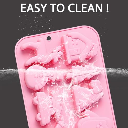 Christmas Silicone Baking Molds, 8-Cavity, 20.1x14.2 cm, Pink, 2 Pack - color: Pink-QY276