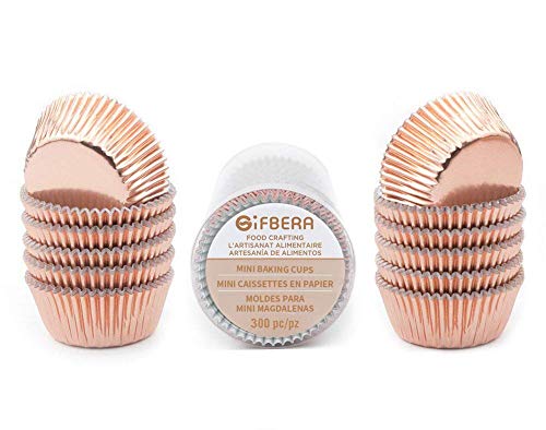 Gifbera Mini Rose Gold Foil Cupcake Liners Metallic Baking Cups, 300-Count - color: Rose Gold