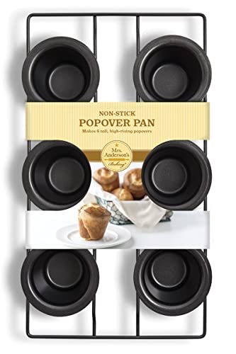 Mrs. Anderson's Baking 6-Cup Popover Pan, Carbon Steel with Non-Stick Coating, PFOA Free, 15.75 x 9 x 2.25-Inches - style: Popover, 6-Cup