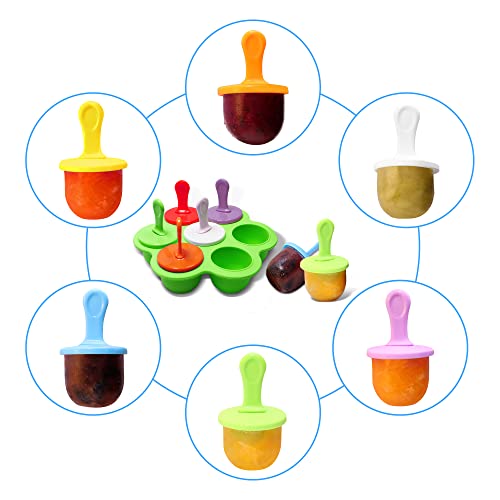 Silicone Popsicle Molds 7-cavity DIY Ice Pop Mold with Colorful Sticks For egg biting ice cream molds storage containers non stick cake molds (Green) - color: Green