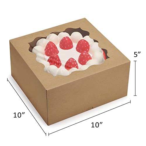 Eupako Auto-popup 10x10x5 Cake Boxes with Window, 24 Pack Brown Bakery Box - color: Brown