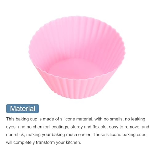 uxcell 36Pcs Silicone Cupcake Liners Non-Stick Baking Cup Pink - color: Pink, size: 3.5cm/1.4inch