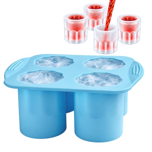 HIC Kitchen Big Shot Silicone Ice Tray, Non-Stick, Makes 4 Ice Shot Glasses - size: 4 Shot Glasses