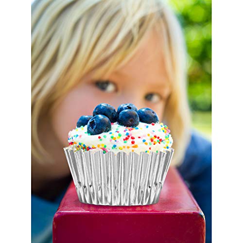 Sumind 400 Pcs Mini Foil Cupcake Liners Holiday Baking Cups,Silver - color: Silver