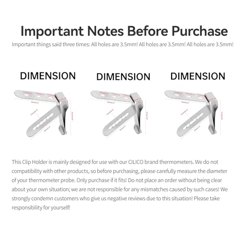 3 Pieces Thermometer Probe Pot Clip Holder Stainless Steel 3-Hole Ambient Temperature Readings for BBQ Smoker Oven Meat Grill Kitchen Clamp for Fryer Barbecue (3.5mm Hole Diameter)