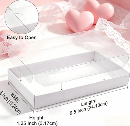 50 Pack 9.5x6x1.25 Inch Cookie Boxes with Window Bakery Boxes