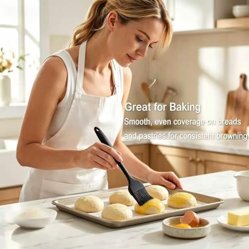 2 Pack Silicone Basting Brushes, Heat Safe for BBQ Baking Pastry - color: Black