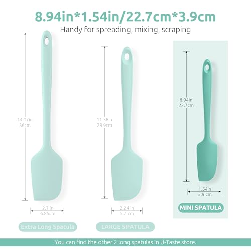 U-Taste Small Mini Silicone Spatula, 9in Rubber Jar Bowl Scraper, Aqua Sky - color: Aqua Sky