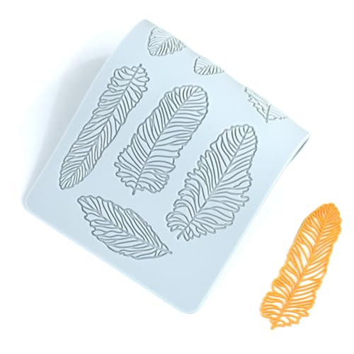 Silicone Lace Fondant Mold for Cake Decorating, Feather Pattern Sugarcraft, Clay, Polymer Clay, and Fondant Tools (D_ Feather) - size: D_ Feather