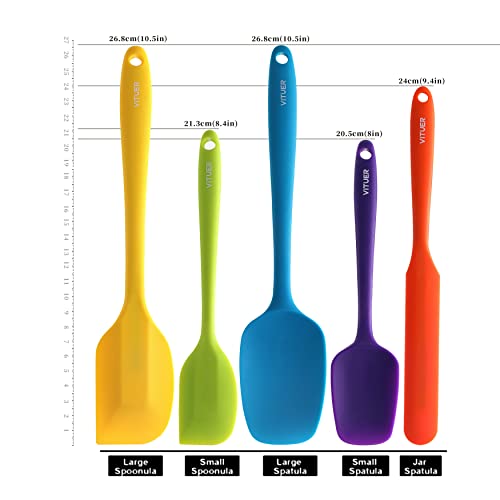 5PCS Silicone Rubber Spatula Set, VITUER Food Grade BPA-Free Spatulas for kitchen Use, Heat Resistant Spatula for Cooking & Baking, Dishwasher Safe (Pack of 2) - size: 13.5*11 (Pack of 2)