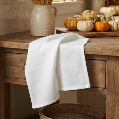 Flour Sack Towels 18” x 28” – Pack of 3 Cotton Kitchen Towels, Dish Towels and Tea Towels for Embroidery, Thick Absorbent for Baking & Bread Proofing - White - color: Organic White, size: 18"x28" - 3 Pack