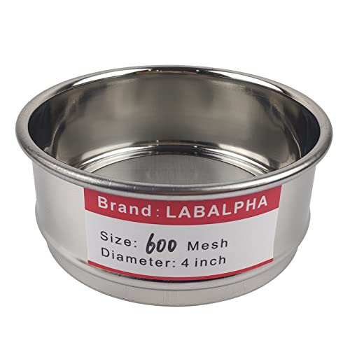 LABALPHA 600 Mesh Lab Sieves, Test Sieve #600 Mesh, 4'' Diameter, 304 Stainless Steel Wire Cloth (0.026mm) - size: 600 mesh (0.026mm)