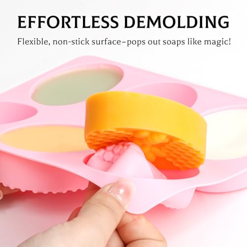 SJ 3D Bee Honeycomb Soap Mold Set, 2-Pack 6-Cavity Silicone Soap Molds - color: Pink+Purple / 3D Honeycomb