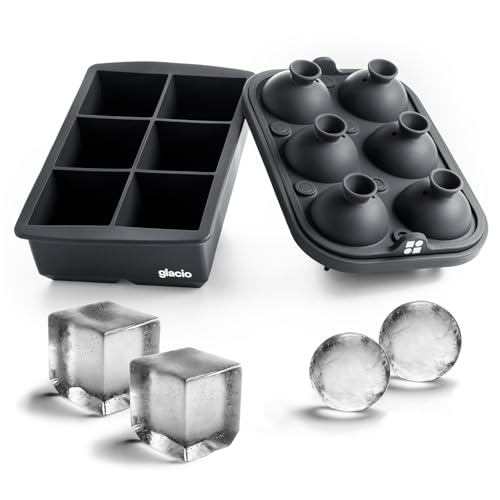 Large Ice Cube Silicone Molds Sphere & Cube Combo Funnel, Combo 6+6 (Black) - color: Combo FS 6+6 (Black)