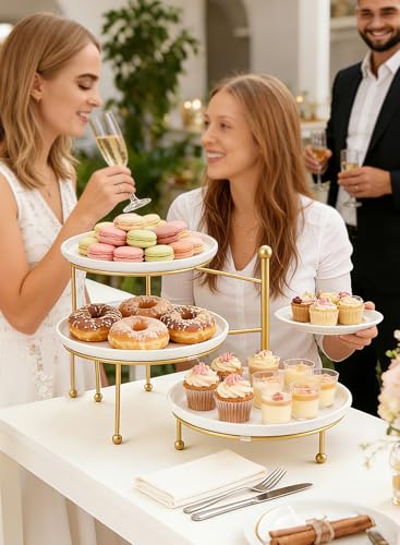 Tiered Serving Tray for Party, 10 Inch Dessert Display Stand, Gold - color: Gold