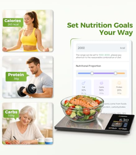 Atogou Smart Food Kitchen Scale with Nutrition Calculator, Color Display