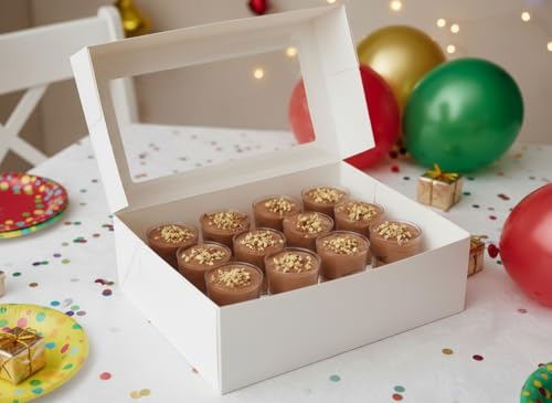 Dessert Shooter Boxes, 6-Pack, Holds 12 Count 5 oz Dessert Shooters, Food-Grade Carrier Containers - color: White