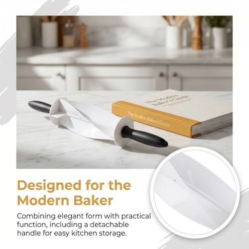 Rolling Pin 36.4cm – Irregular Shape Dough Roller Pastry Cutter for Dough, Croissant & Bread, Food-Safe Plastic Baking Tool with Detachable Handle