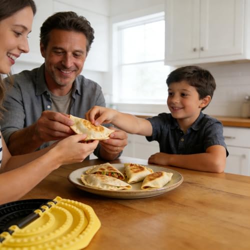 4-in-1 Adjustable Tortilla Sealer (10/8/6/4 Inch), Multi-Size Quesadilla Press & Food Crimper, Shark-Tooth Edge Tortilla Crimper for Burritos, Dumplings, Sandwiches, Empanadas & Wraps