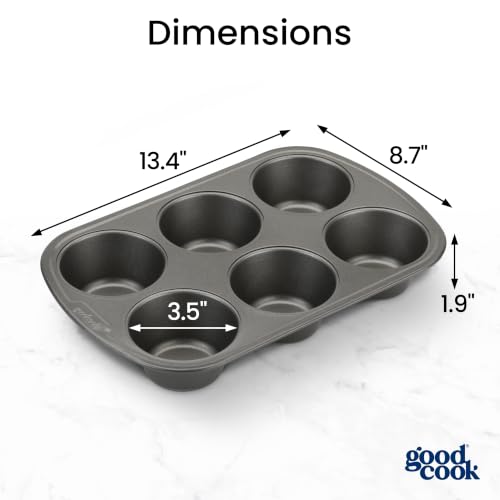 GoodCook Everyday Nonstick Steel Jumbo Texas Muffin Pan, 6-cup, Gray - size: 6 Cups (Jumbo)