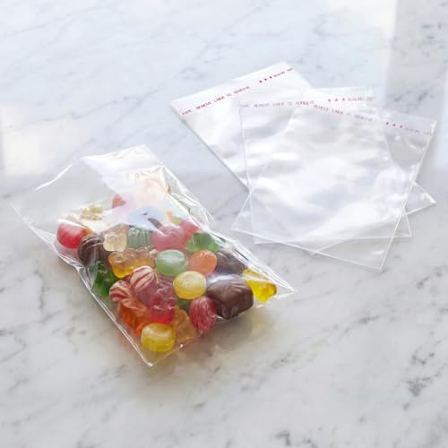 400 Pcs Cookie Bags 3.5x5.5 In Clear Cellophane Treat Bags, Self Sealing