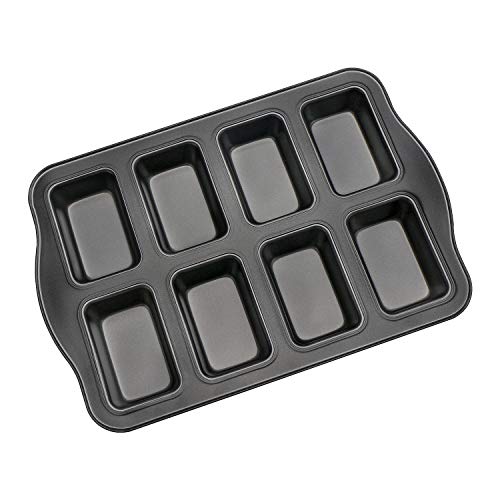 Beasea Mini Loaf Pan 8 Cavity, Nonstick Bakeware Square Bread Pan, Carbon Steel Mini Loaf Bread Pan Cake Pans for Baking Oven - color: Black Miniloaf 8 Cup