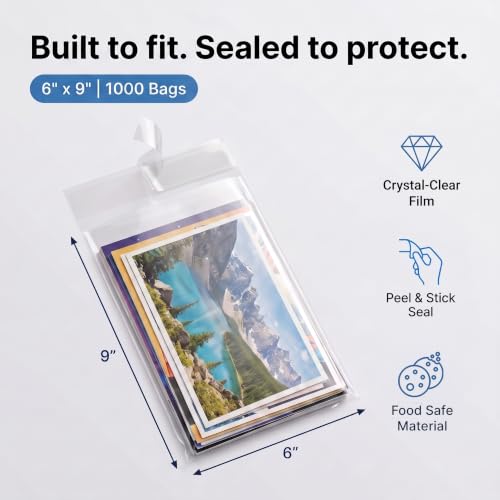 6" X 9" Self-Sealing Cellophane Bags (1000 Count) Clear - size: 6" X 9"