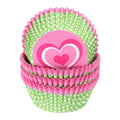 HARFINGTON 100 Count Cupcake Liners Cupcake Cups Green Dots Pink Love - color: Green Pink