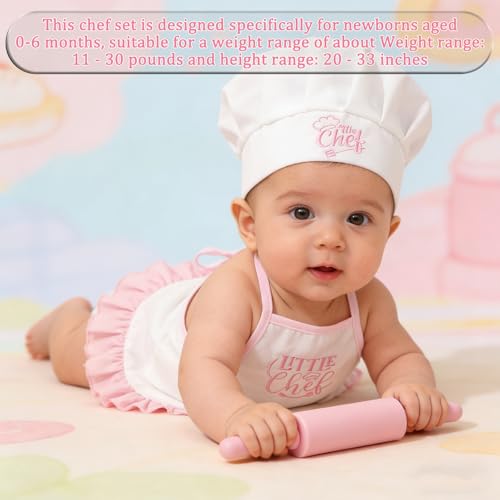 4 Pack Newborn Chef Outfit Photography Props 0-6 Months - color: Pink