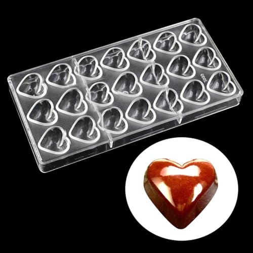 Pack of 2 Chocolate Candy Mold PC Polycarbonate Chocolate Making Mould with Scraper(Heart+Rose) - color: Heart+Rose