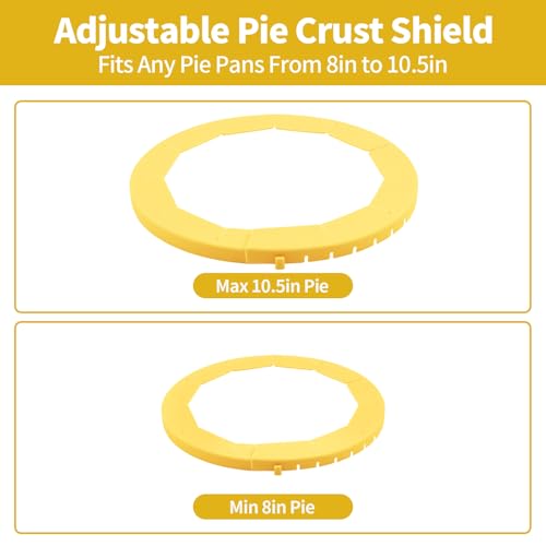 Heavy Duty Silicone Pie Crust Shield Edge Protector Fit 8-10.5 Inch Pie Pan - color: Yellow