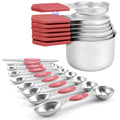 Magnetic Measuring Cups and Spoons Set-Heavy Duty 304 Stainless Steel - color: Red