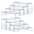 Acrylic Risers 8 Pcs (2 Sets), Clear Display Stands, 4 Sizes
