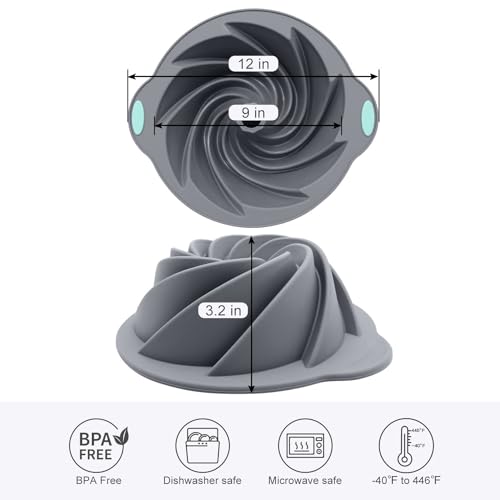 Bunte Cake Pan, Non-Stick 10-Inch Angel Food Cake Pan, Silicone Cake Mold with Metal Reinforced Frame More Strength for Long-Lasting Performance - style: Spiral Bunte Cake Pan