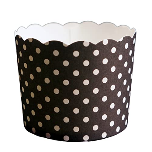 Paper Baking Cups (Polka Dots), Greaseproof Disposable Cupcake Liners (Black, Large Cups (50-Pack)) - color: Black