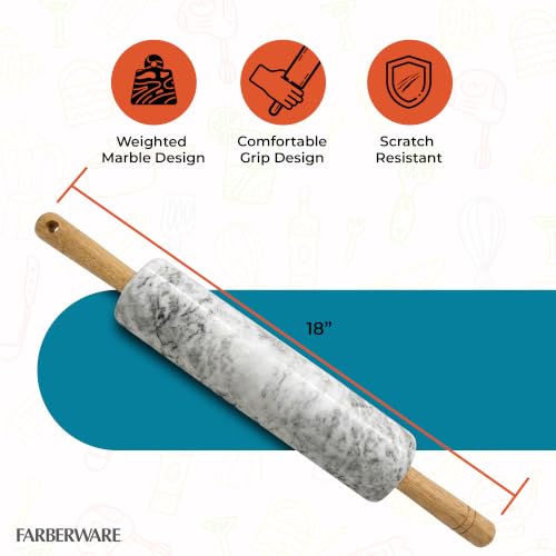 Farberware Dough Rolling Pin with Wooden Stand - Marble - color: Marble