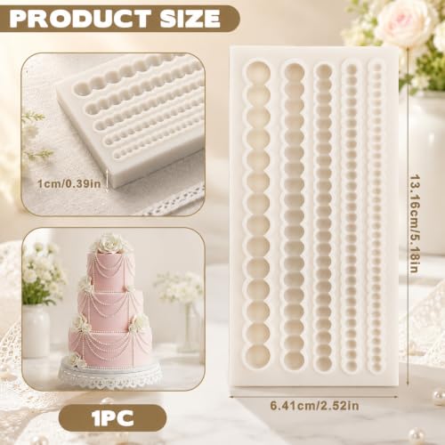 Pearl Fondant Molds, Silicone Cake Decoration Mold Pearls Chain