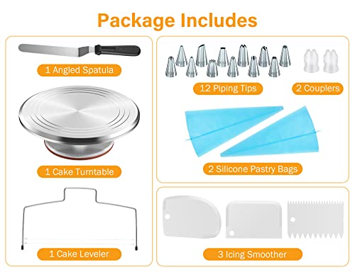 Kootek 22 Aluminum Cake Stand Turntable Set for Decorating Baking Kit, 12"