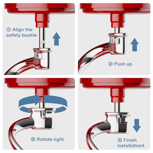 COFUN Stainless Steel Spiral Dough Hook for Kitchenaid Stand Mixers - color: Sliver- 5Plus & 6QT Spiral Hook