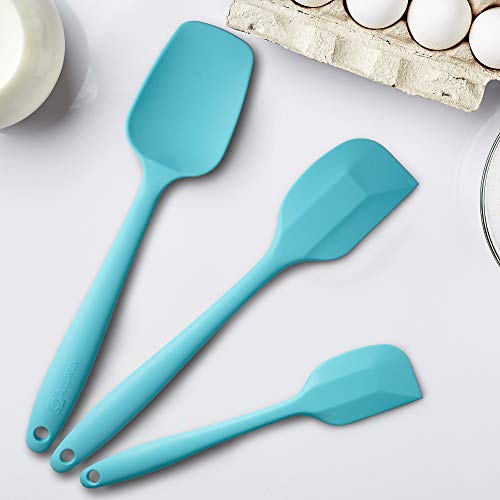 3-Piece Silicone Spatula Set, 600°F Heat Resistant, Light Blue - color: E-Light Blue